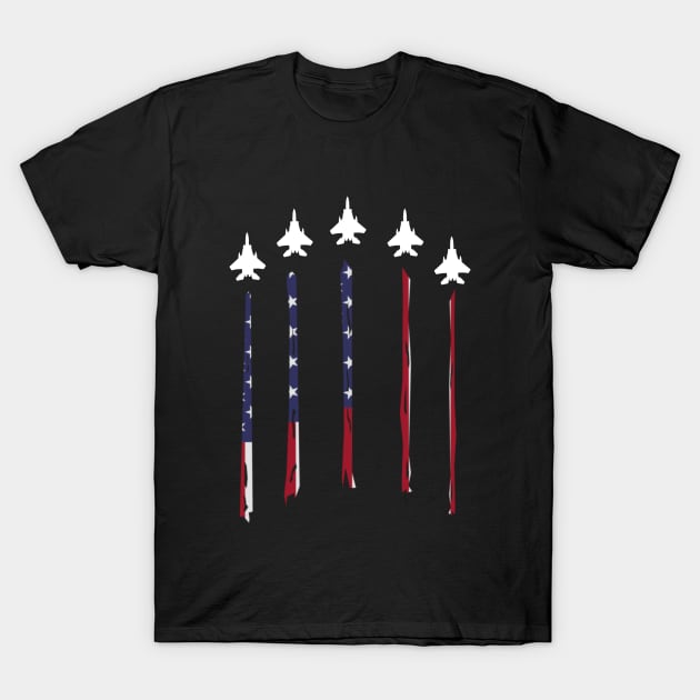 F-15 Eagle US Flag Contrail T-Shirt by Dirty Custard Designs 